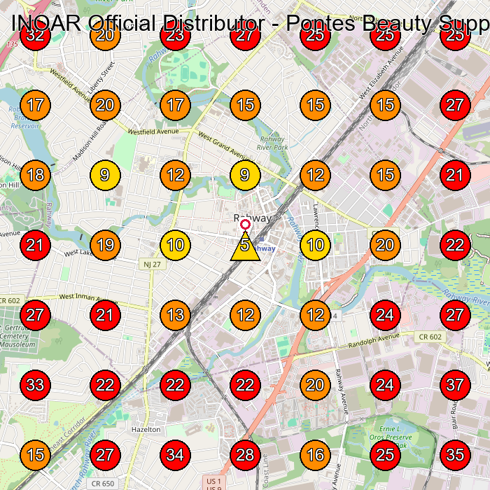 INOAR Official Distributor - Pontes Beauty Supply GeoGrid visibility map for Beauty Supply Store in Linden